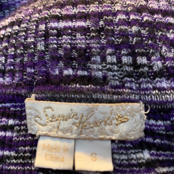 Sequin Hearts Cowl Neck Stretch Dress Very Slimming Size Small - Picture 2 of 2